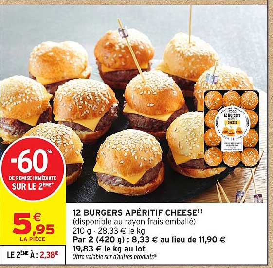 12 BURGERS APÉRITIF CHEESE