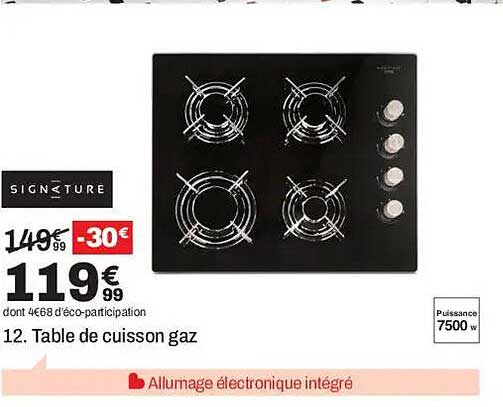 12. Table de cuisson gaz