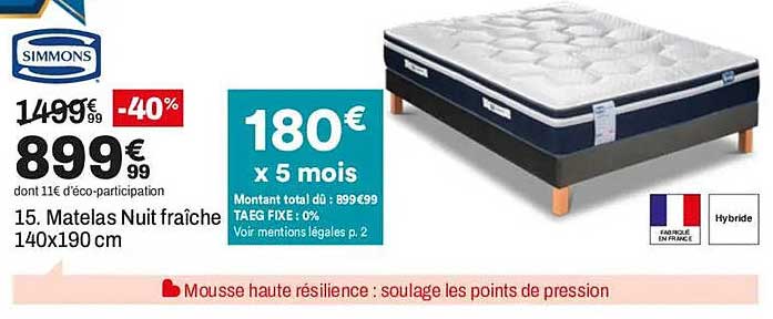 15. Matelas Nuit fraîche 140x190 cm
