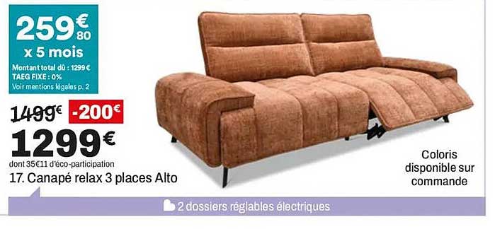 17. Canapé relax 3 places Alto