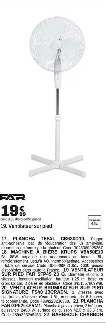19. Ventilateur sur pied