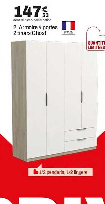 2. Armoire 4 portes 2 tiroirs Ghost