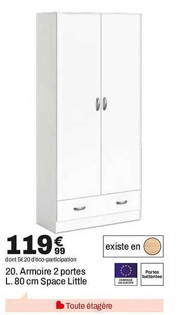 20. Armoire 2 portes L. 80 cm Space Little