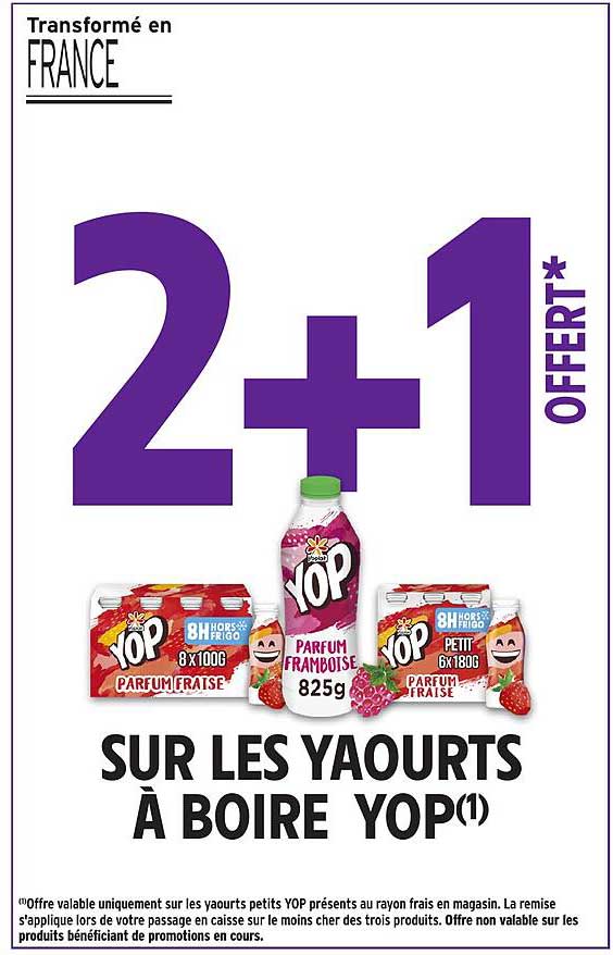 2+1 OFFERT* SUR LES YAOURTS À BOIRE YOP(1)