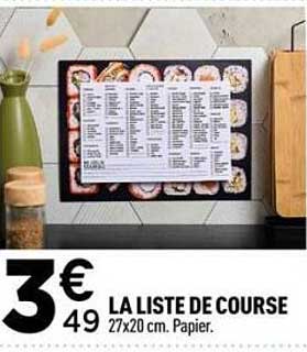 3€49 LA LISTE DE COURSE 27x20 cm. Papier.