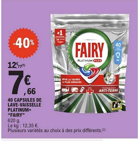 40 CAPSULES DE LAVE-VAISSELLE PLATINUM+ “FAIRY”