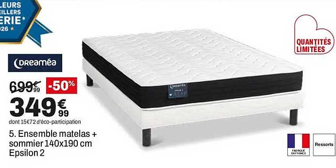 5. Ensemble matelas + sommier 140x190 cm Epsilon 2