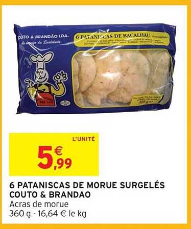 6 PATANISCAS DE MORUE SURGELÉS COUTO & BRANDAO