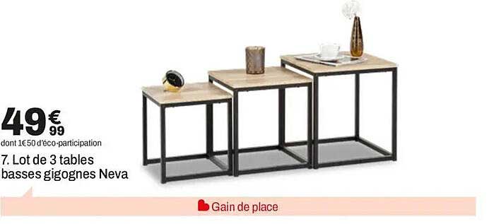 7. Lot de 3 tables basses gigognes Neva