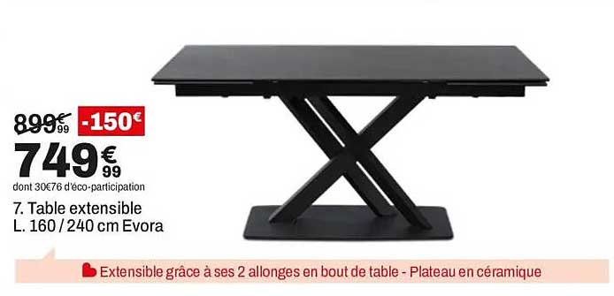 7. Table extensible L. 160 / 240 cm Evora