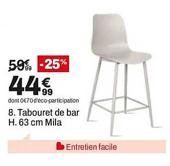 8. Tabouret de bar H. 63 cm Mila