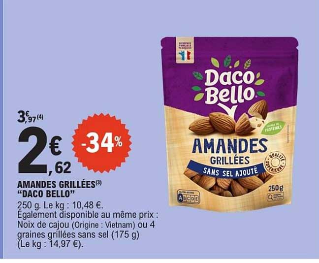 AMANDES GRILLÉES "DACO BELLO"