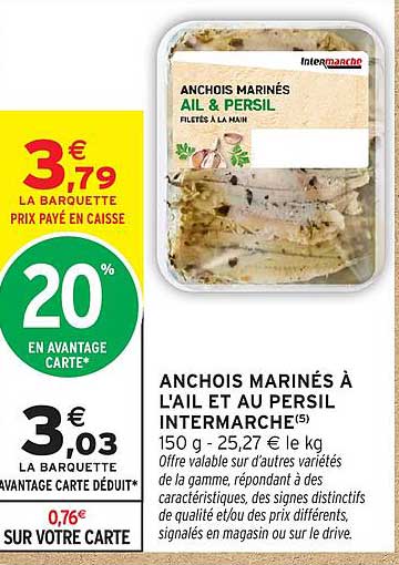 ANCHOIS MARINÉS À L'AIL ET AU PERSIL INTERMARCHÉ