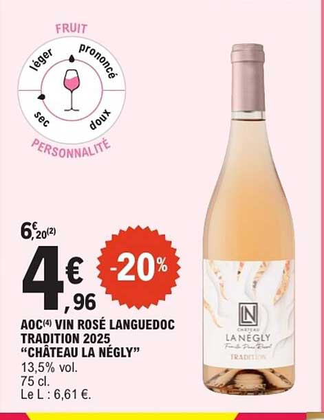 AOC VIN ROSÉ LANGUEDOC TRADITION 2025 “CHÂTEAU LA NÉGLY”