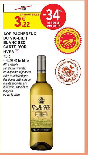 AOP PACHERENC DU VIC-BILH BLANC SEC CARTE D'OR HVE3