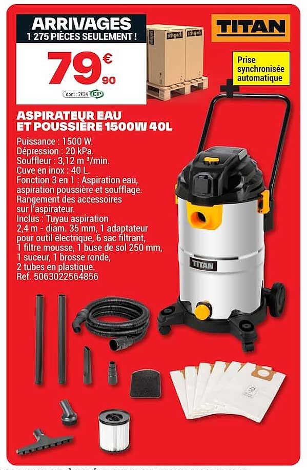 ASPIRATEUR EAU ET POUSSIÈRE 1500W 40L