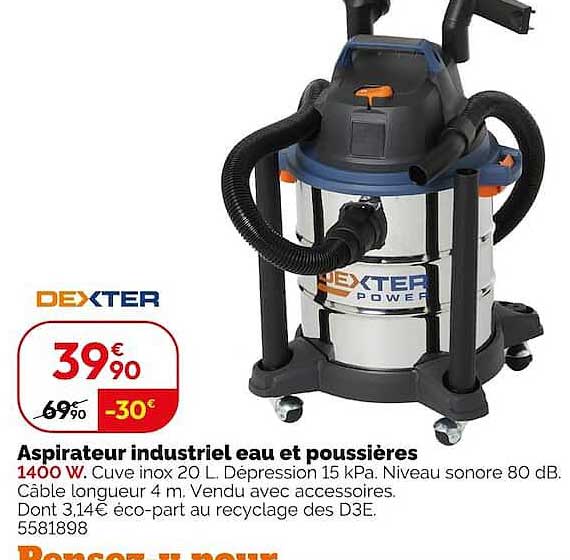 Aspirateur industriel eau et poussières
