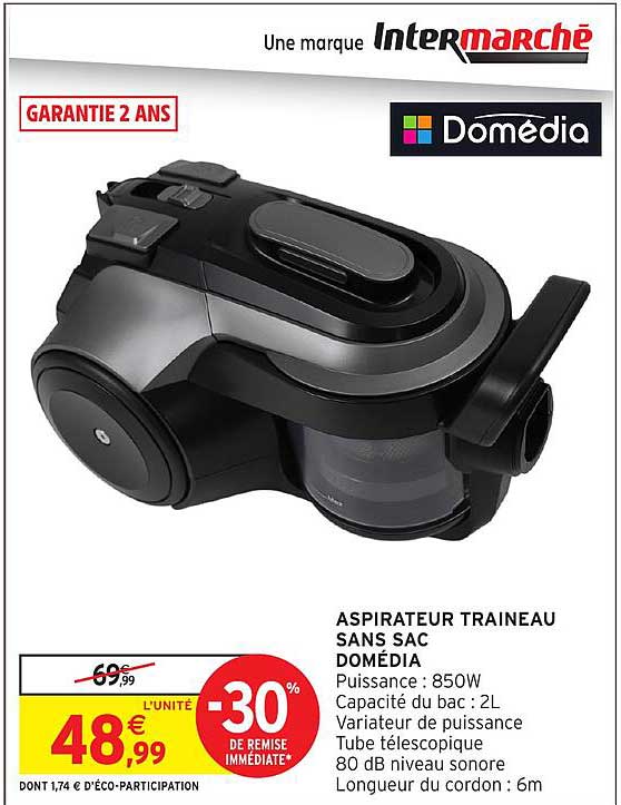 ASPIRATEUR TRAINEAU SANS SAC DOMEDIA