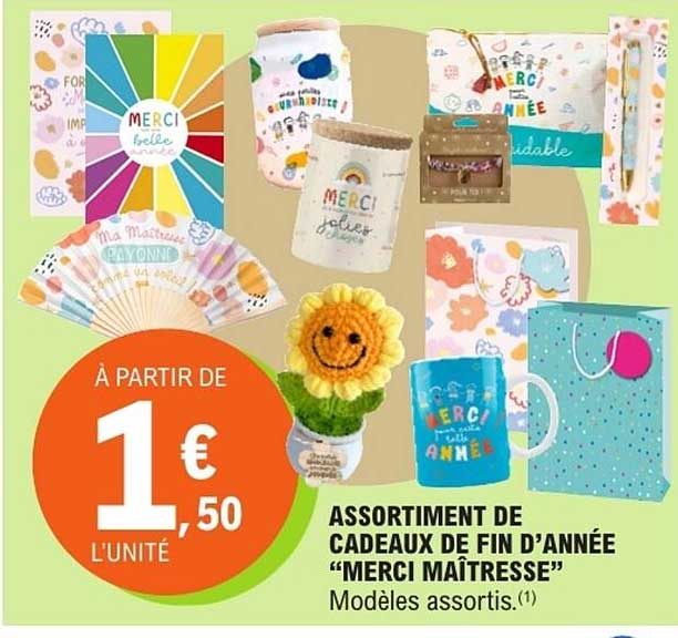 ASSORTIMENT DE CADEAUX DE FIN D’ANNÉE “MERCI MAÎTRESSE”