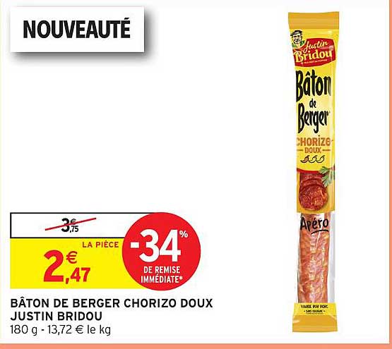 BÂTON DE BERGER CHORIZO DOUX JUSTIN BRIDOU