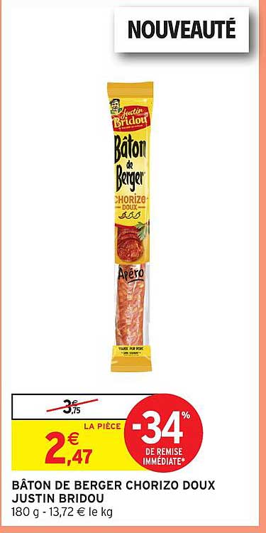 BÂTON DE BERGER CHORIZO DOUX JUSTIN BRIDOU