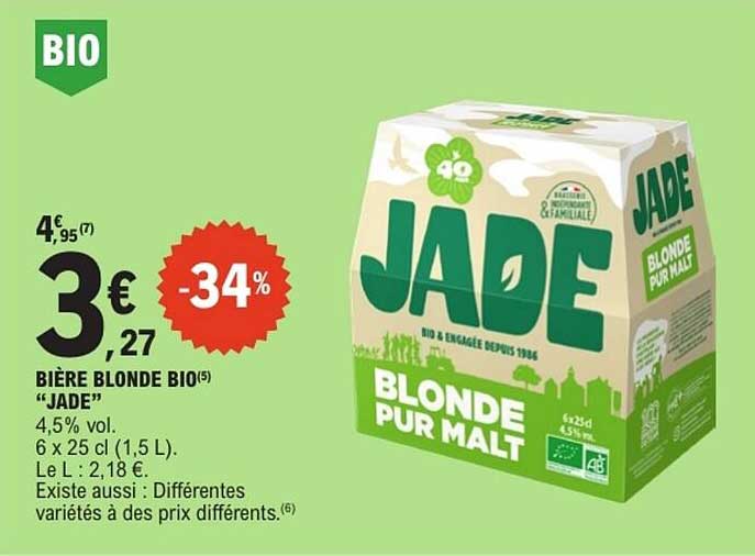 BIÈRE BLONDE BIO "JADE"