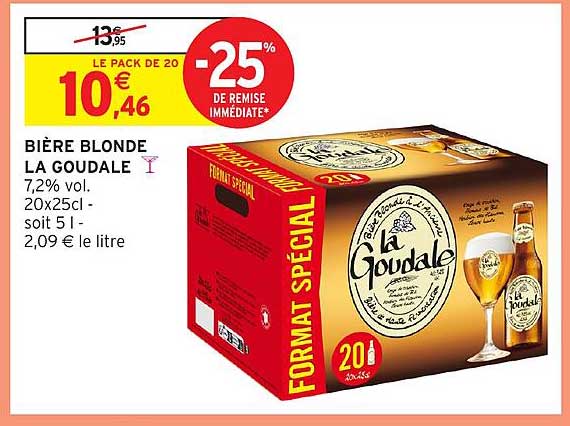 BIÈRE BLONDE LA GOUDALE 7,2% vol. 20x25cl - soit 5 l - 2,09 € le litre
