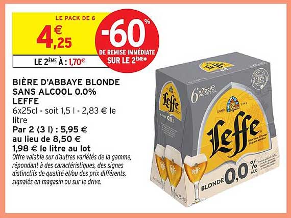 BIÈRE D'ABBAYE BLONDE SANS ALCOOL 0.0% LEFFE