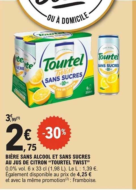 BIÈRE SANS ALCOOL ET SANS SUCRES AU JUS DE CITRON “TOURTEL TWIST”