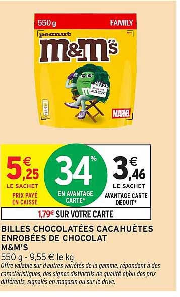 BILLES CHOCOLATÉES CACAHUÈTES ENROBÉES DE CHOCOLAT M&M'S