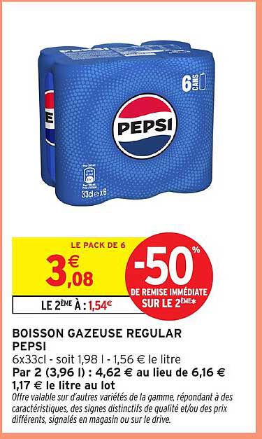 BOISSON GAZEUSE REGULAR PEPSI 6x33cl