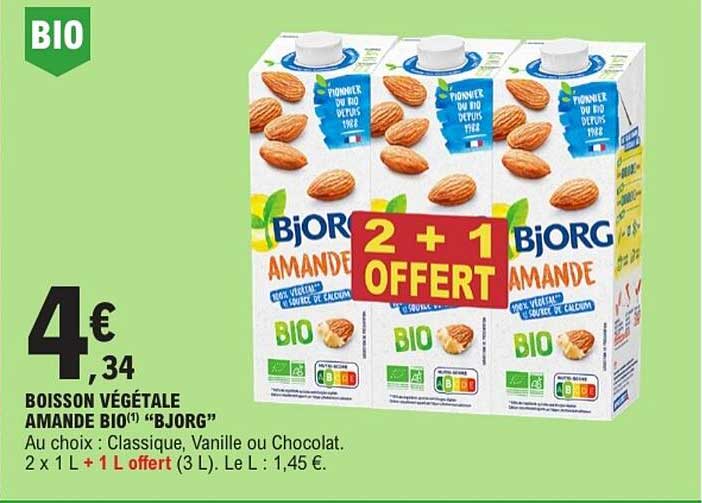 BOISSON VÉGÉTALE AMANDE BIO (1L) “BJORG”