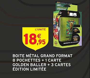 BOITE MÉTAL GRAND FORMAT 8 POCHETTES + 1 CARTE GOLDEN BALLER + 3 CARTES ÉDITION LIMITÉE