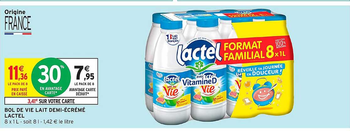 BOL DE VIE LAIT DEMI-ÉCRÉMÉ LACTEL
