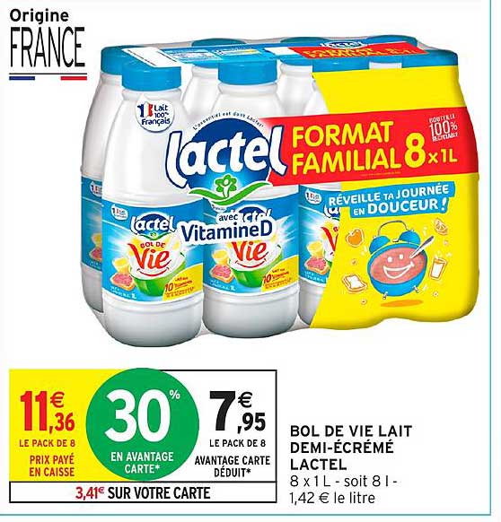 BOL DE VIE LAIT DEMI-ÉCRÉMÉ LACTEL
