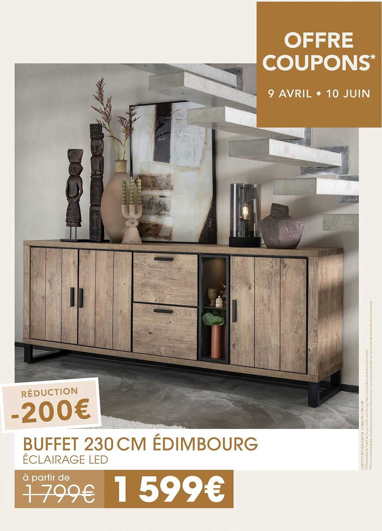 BUFFET 230 CM ÉDIMBOURG ÉCLAIRAGE LED