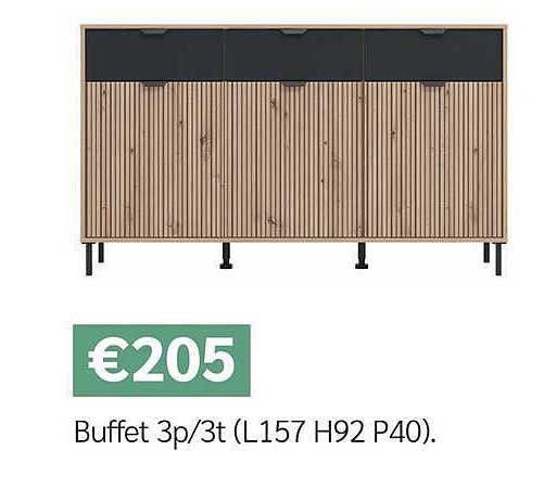 Buffet 3p/3t (L157 H92 P40).