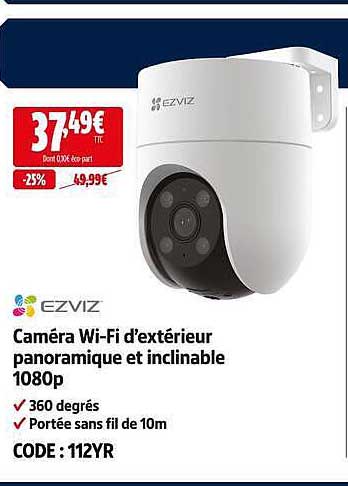 Caméra Wi-Fi d'extérieur panoramique et inclinable 1080p