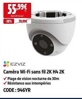 Caméra Wi-Fi sans fil 2K H4 2K