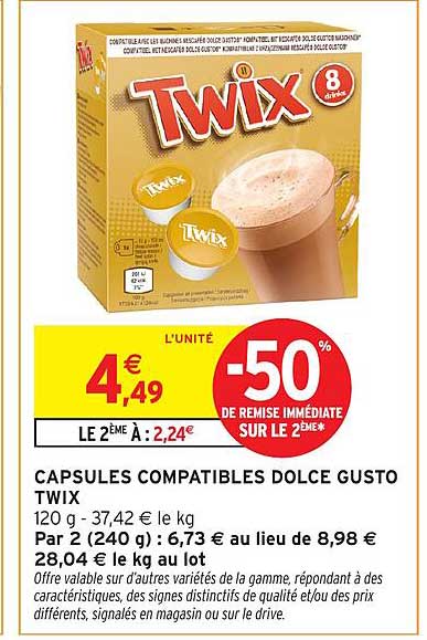 CAPSULES COMPATIBLES DOLCE GUSTO TWIX