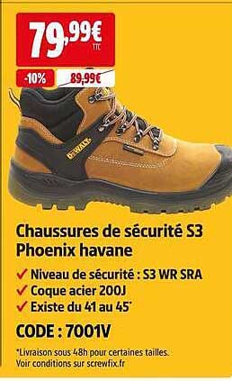 Chaussures de sécurité S3 Phoenix havane