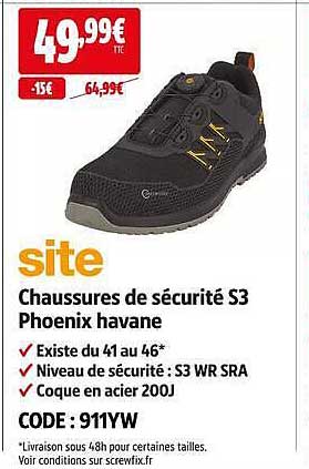 Chaussures de sécurité S3 Phoenix havane