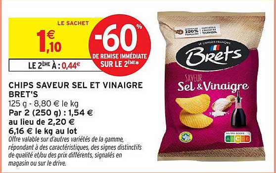 CHIPS SAVEUR SEL ET VINAIGRE BRET'S