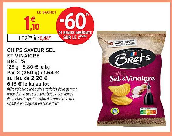 CHIPS SAVEUR SEL ET VINAIGRE BRET'S