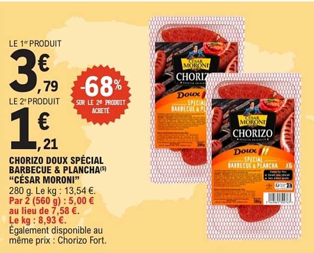 CHORIZO DOUX SPÉCIAL BARBECUE & PLANCHA(5) “CÉSAR MORONI”