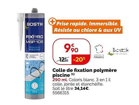 Colle de fixation polymère piscine