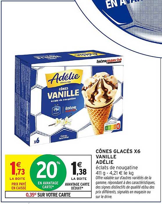CÔNES GLACÉS x6 VANILLE ADÉLIE éclats de nougatine
