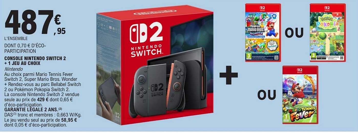 CONSOLE NINTENDO SWITCH 2 + 1 JEU AU CHOIX