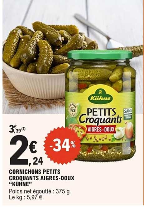 CORNICHONS PETITS CROQUANTS AIGRES-DOUX “KÜHNE”