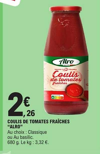 COULIS DE TOMATES FRAÎCHES “ALRO”